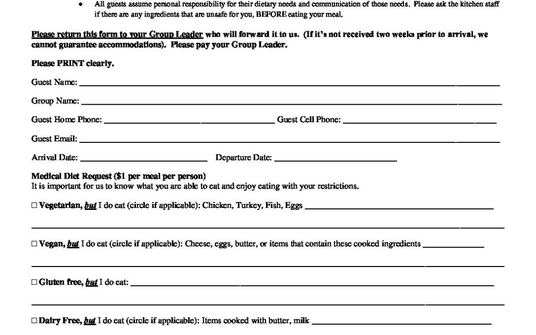 Medical Diet Request Form